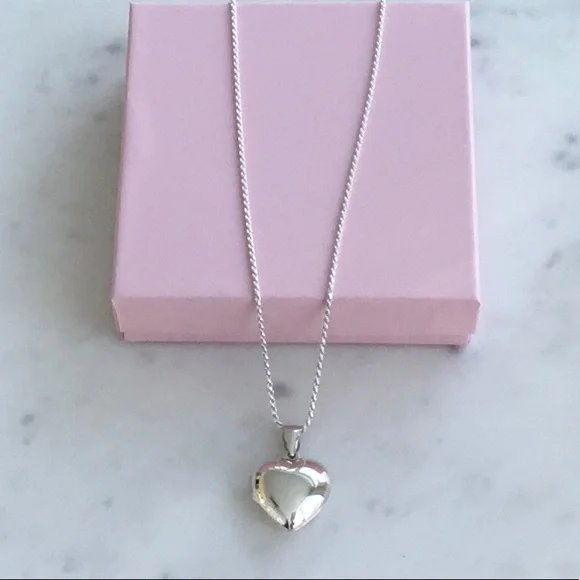 Sterling Silver Puffed Heart Locket Necklace - Picture 3 of 16